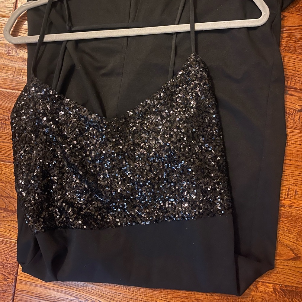 ASOS Elegant Black Sequin Dress Sz 16 NWT
